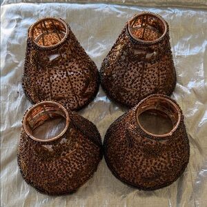 4 Elegant Brown Beaded Lamp Shades